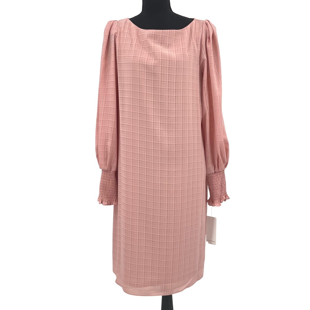 Julia Jordan Dress Women 10 Blush Pink Polyester Shift Smocked Cuff Chic JJ38812